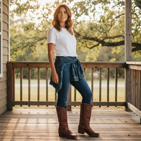 RARE 1960s Frye Vintage Embroider Brown Campus Western Cowboy Floral Stitch Boot - Picture 2 of 15